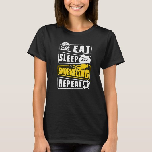 Eat Sleep Snorkel Repeat Scuba Diver Diving Snorke T-shirt (Voorkant)
