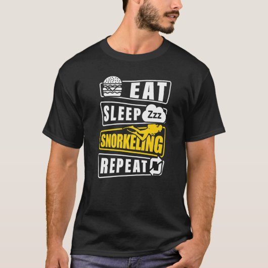 Eat Sleep Snorkel Repeat Scuba Diver Diving Snorke T-shirt (Voorkant)
