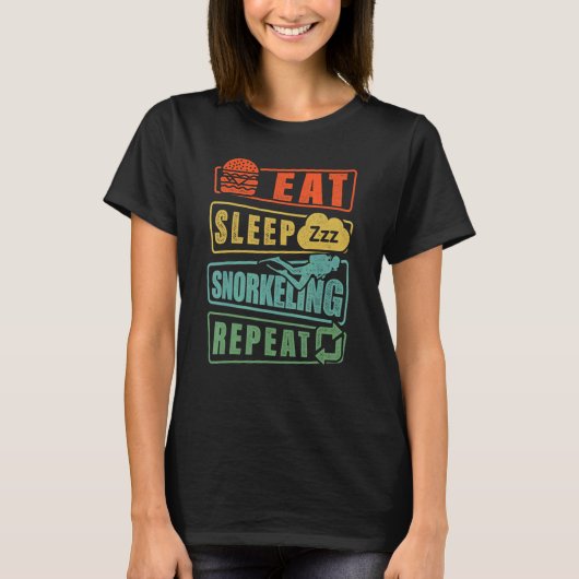 Eat Sleep Snorkel Repeat Scuba Diver Diving Snorke T-shirt (Voorkant)