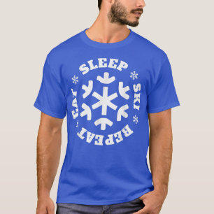 Eat Sleep Snow Ski Herhaal Wintersport T-shirt
