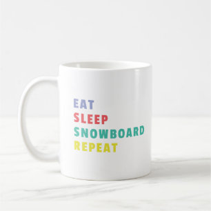 Eat Sleep Snowboard Herhaal kleurrijk Vet Koffiemok