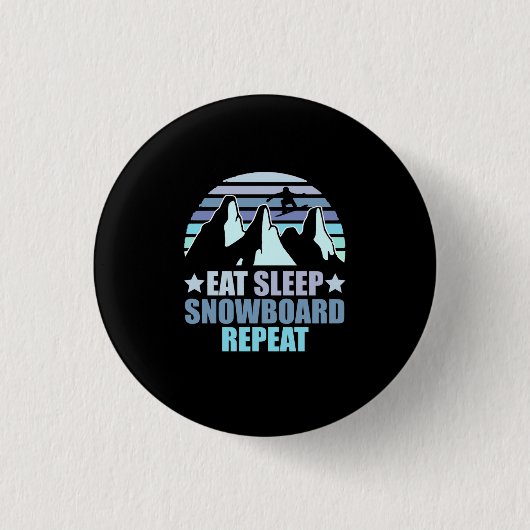Eat Sleep Snowboard Herhalen Ronde Button 3,2 Cm (Voorkant)