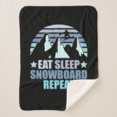 Eat Sleep Snowboard Herhalen Sherpa Deken (Voorkant)