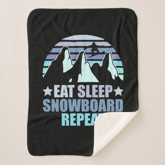 Eat Sleep Snowboard Herhalen Sherpa Deken (Voorkant)