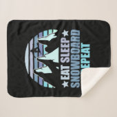 Eat Sleep Snowboard Herhalen Sherpa Deken (Voorkant (horizontaal))