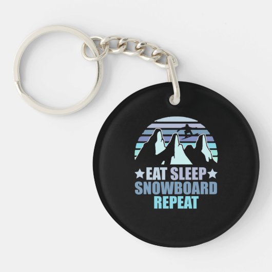 Eat Sleep Snowboard Herhalen Sleutelhanger (Voorkant)
