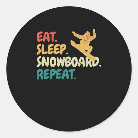 Eat Sleep Snowboard Herhalen Snowboarder Funny Sno Ronde Sticker (Voorkant)