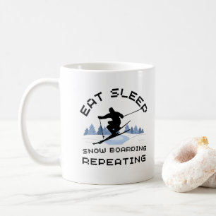 Eat Sleep Snowboarding Herhaling Koffiemok
