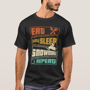 Eat Sleep Snowmobile Herhaal Snowmobil T-shirt