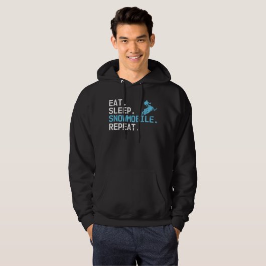 Eat Sleep Snowmobile Repeat Motor Sledding Driving Hoodie (Voorkant volledig)
