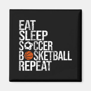 Eat Sleep Soccer Basketball Herhaal Fun Ball Magneet