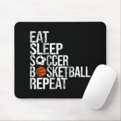 Eat Sleep Soccer Basketball Herhaal Fun Ball Muismat (Met muis)