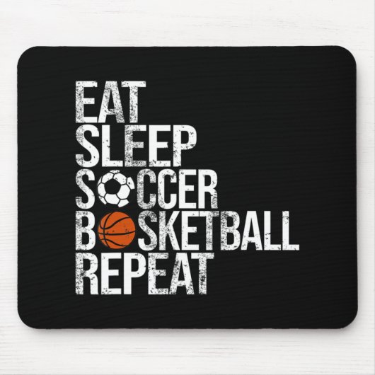 Eat Sleep Soccer Basketball Herhaal Fun Ball Muismat (Voorkant)