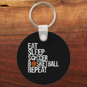 Eat Sleep Soccer Basketball Herhaal Fun Ball Sleutelhanger (Voorkant)