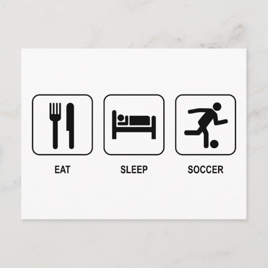 Eat Sleep Soccer Briefkaart (Voorkant)