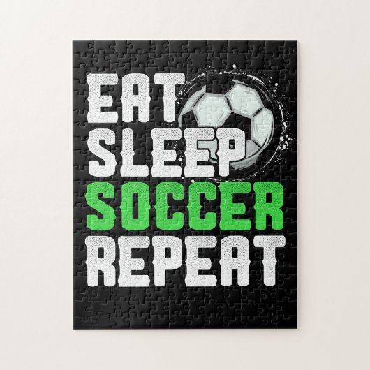Eat Sleep Soccer Herhaal Cool Sport Player Legpuzzel (Verticaal)