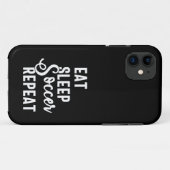 eat sleep soccer repeat Case-Mate iPhone case (Achterkant (horizontaal))