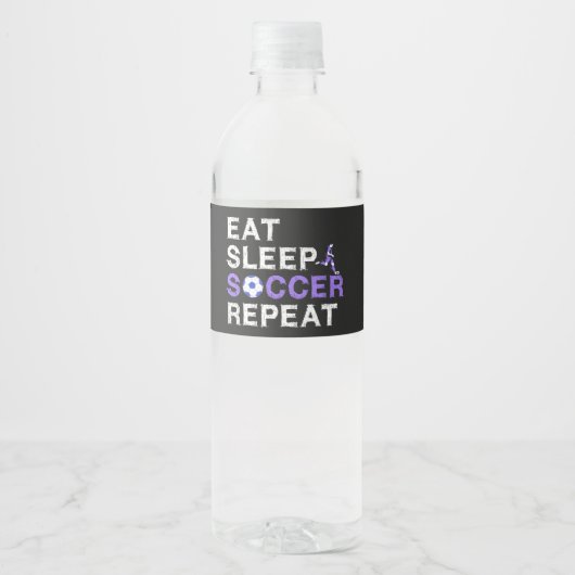 Eat Sleep Soccer Repeat Shirt Cool Sport Player Waterfles Etiket (Voorkant)