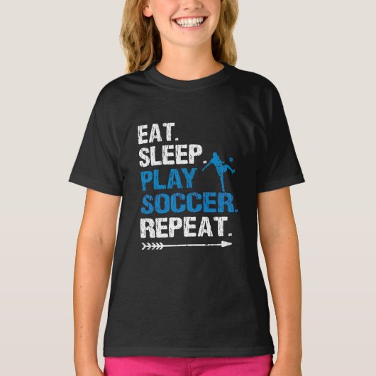 Eat Sleep Soccer Repeat Slogan Funny Grunge T-shirt (Voorkant)