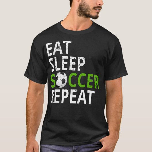 Eat Sleep Soccer Repeat teens  T-shirt (Voorkant)