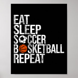 Eat Sleep Soccer Sketel Herhaal Grappige Sportspel Poster