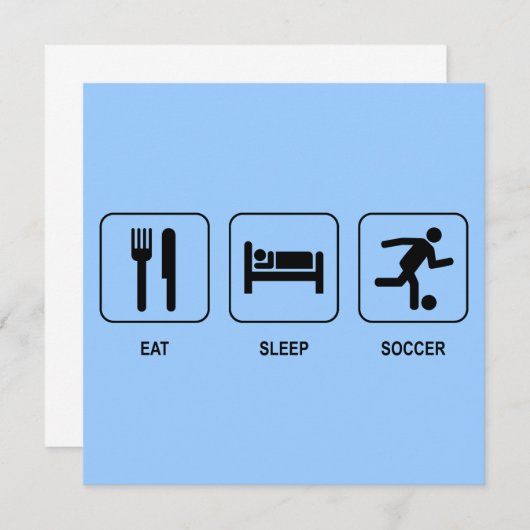 Eat Sleep Soccer Uitnodiging (Voorkant / Achterkant)