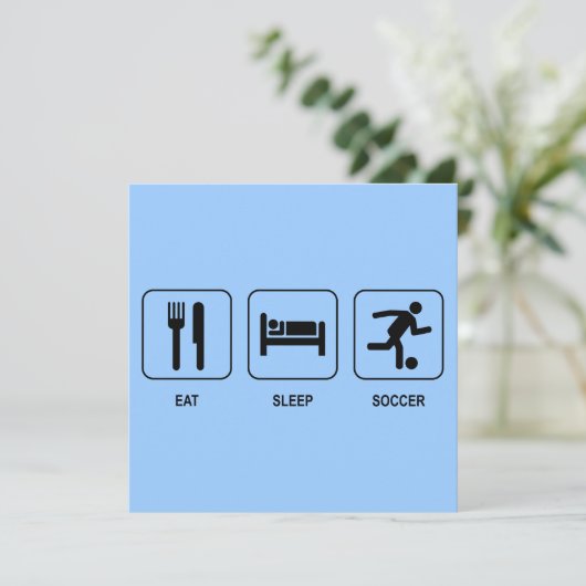 Eat Sleep Soccer Uitnodiging (Staand voorkant)