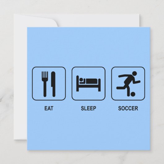 Eat Sleep Soccer Uitnodiging (Voorkant)