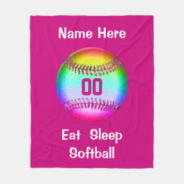 Eat Sleep Softball Fleece Blanket Jouw tekst, kleu Deken