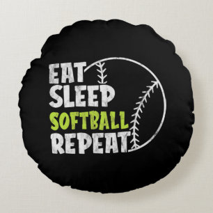 Eat Sleep Softball Herhaal Cute Softball Rond Kussen