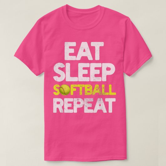Eat Sleep Softball Herhaal Funny Softball Player C T-shirt (Design voorkant)