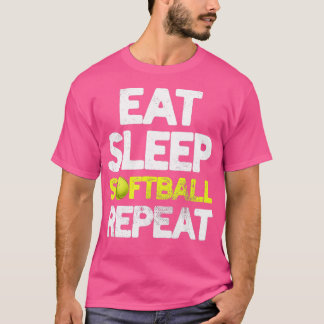 Eat Sleep Softball Herhaal Funny Softball Player C T-shirt