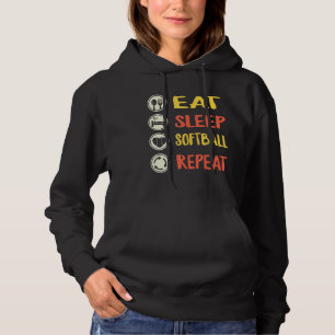 Eat Sleep Softball Herhaal Softball Coach Mam Spor Hoodie