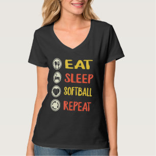 Eat Sleep Softball Herhaal Softball Coach Mam Spor T-shirt