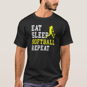 Eat Sleep Softball Herhaal Softball T-shirt