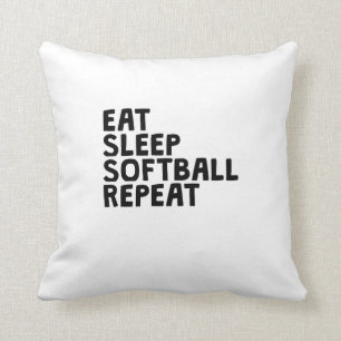 Eat Sleep Softball Herhalen Kussen