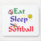 Eat Sleep Softball Muismat (Voorkant)