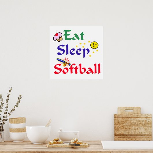 Eat Sleep Softball Poster (Keuken)
