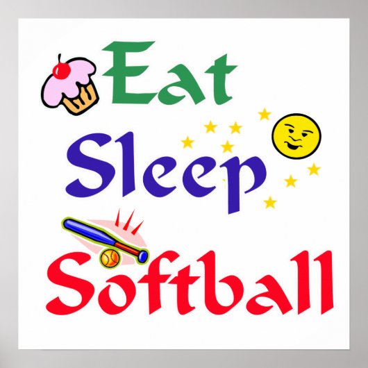Eat Sleep Softball Poster (Voorkant)