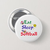 Eat Sleep Softball Ronde Button 5,7 Cm (Voorkant /achterkant)