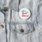 Eat Sleep Softball Ronde Button 5,7 Cm (In situ)