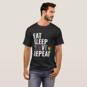 Eat Sleep Solve Herhaal Cubing Puzzle Cube T-shirt (Voorkant volledig)