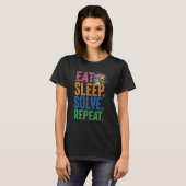 Eat Sleep Solve Herhaal de snelheid van de Wiskund T-shirt (Voorkant volledig)