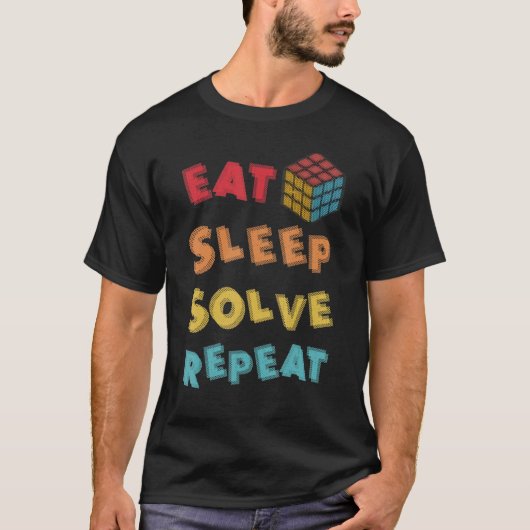 Eat Sleep Solve Herhaal de snelheid van de Wiskund T-shirt (Voorkant)