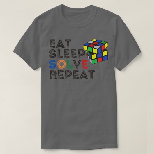 Eat Sleep Solve Herhaling Retro Snelkoppeling Cubi T-shirt (Design voorkant)