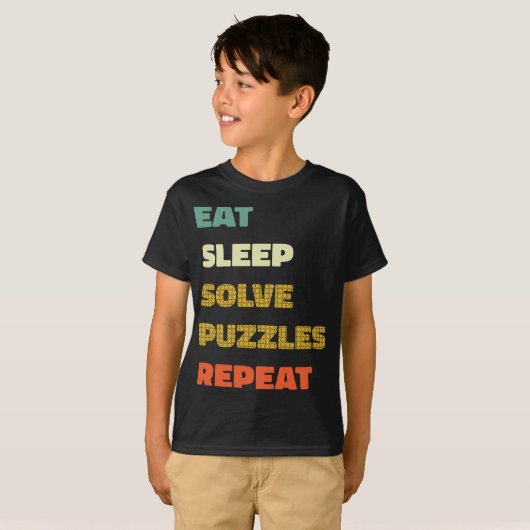 Eat Sleep Solve Puzzles Herhalen - Puzzelaar Lover T-shirt (Voorkant volledig)