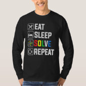 Eat Sleep Solve Repeat Cube Puzzle Speed Cubing T-shirt (Voorkant)