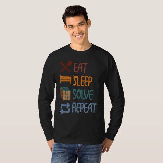 Eat Sleep Solve Repeat  Solve Cube Puzzle Fun  2 T-shirt (Voorkant volledig)