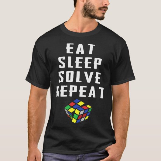 Eat Sleep Solve Repeat Speed Cubing Puzzle Cube T-shirt (Voorkant)