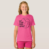 Eat Sleep Spike Repat Volleyball Raglan Shirt (Voorkant volledig)